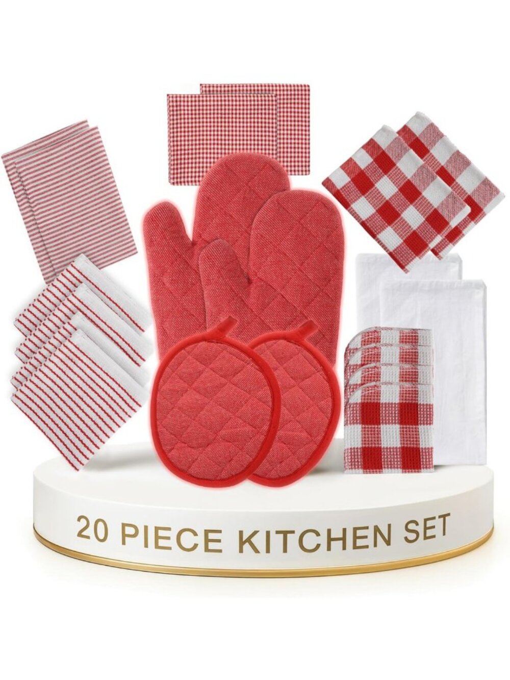 20 Pack Cotton Kitchen Towels & Dishcloths - Fast Drying, Versatile Set for